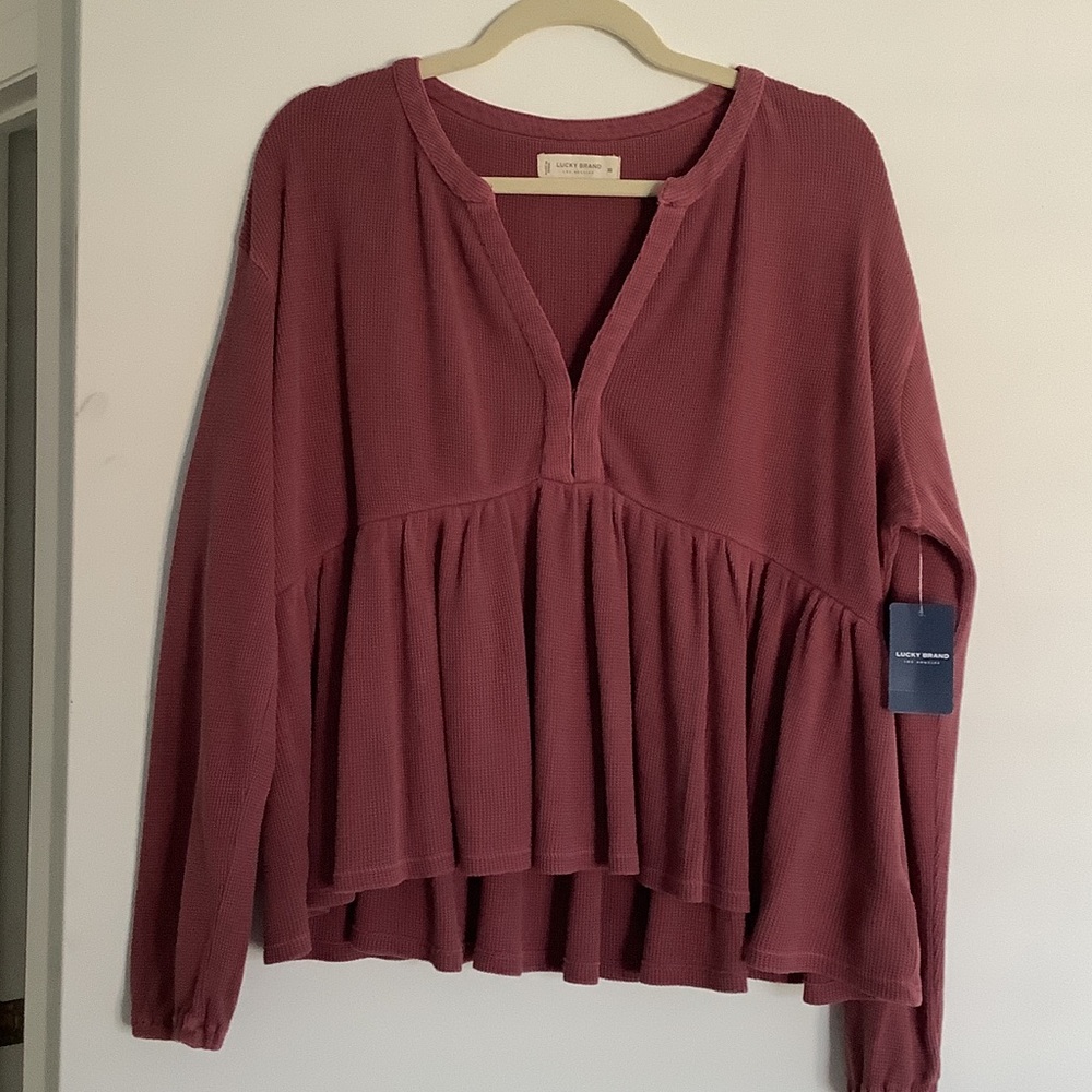 Lucky brand Dusty Rose Peplum Blouse